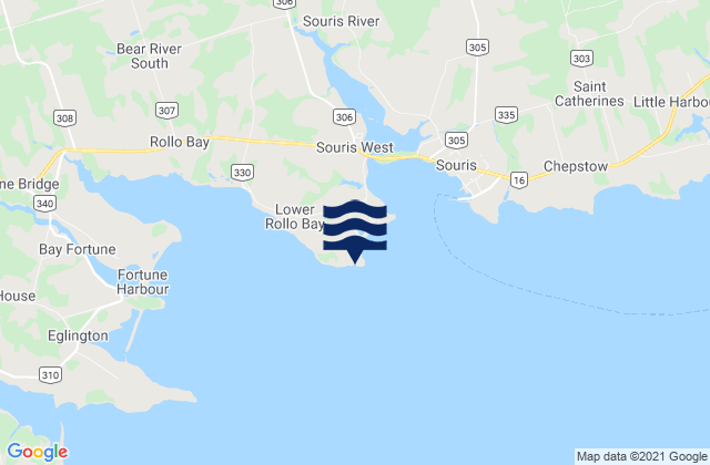Mappa delle maree di Souris Head, Canada