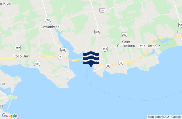 Mappa delle maree di Souris, Canada
