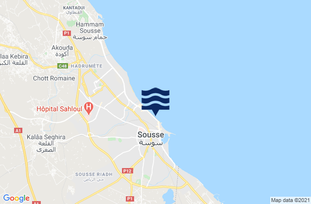 Mappa delle maree di Sousse Médina, Tunisia