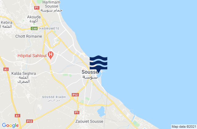 Mappa delle maree di Sousse, Tunisia