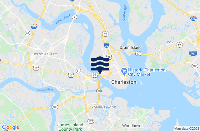 Mappa delle maree di South Ashley Bridge, United States