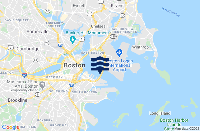 Mappa delle maree di South Boston Pier 4 0.2 n.mi. NNE of, United States