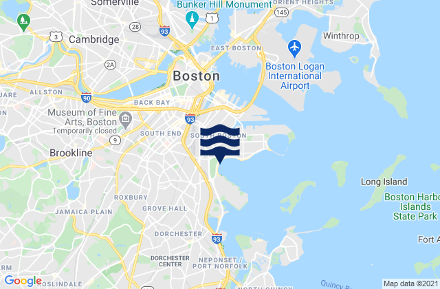 Mappa delle maree di South Boston, United States