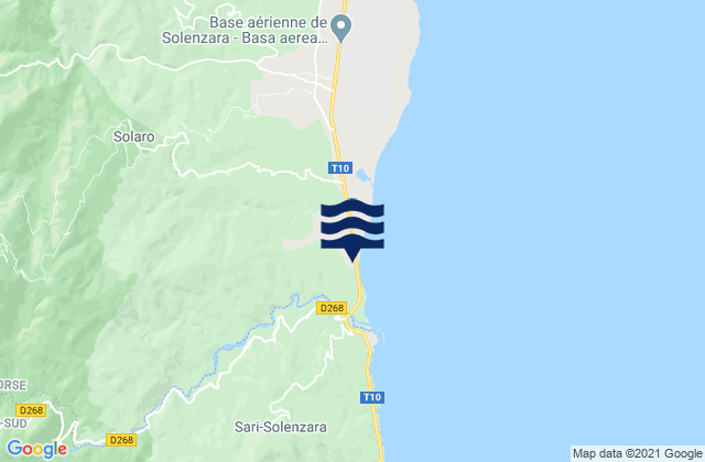Mappa delle maree di South Corsica, France