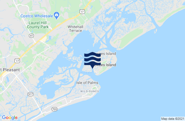 Mappa delle maree di South Dewees Island Dewees Inlet, United States