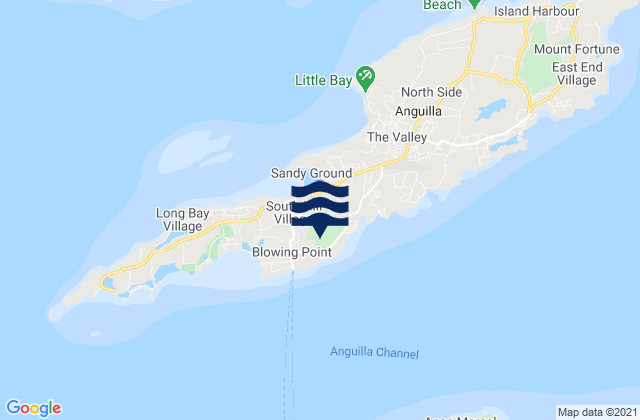 Mappa delle maree di South Hill Village, Anguilla
