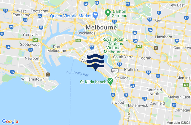 Mappa delle maree di South Melbourne, Australia
