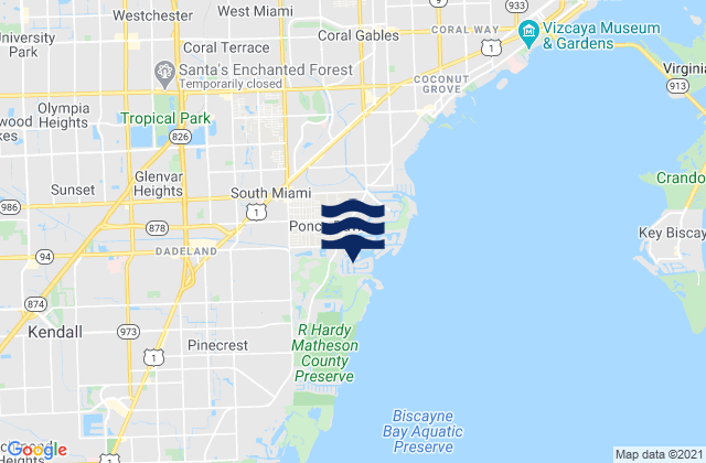 Mappa delle maree di South Miami, United States