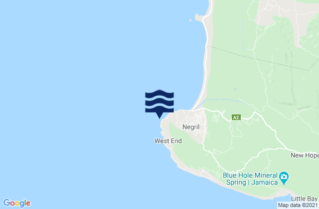 Mappa delle maree di South Negril Point, Jamaica