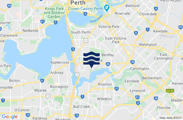 Mappa delle maree di South Perth, Australia