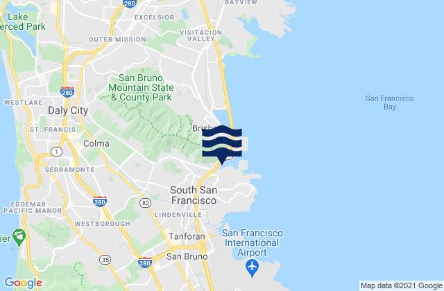 Mappa delle maree di South San Francisco, United States