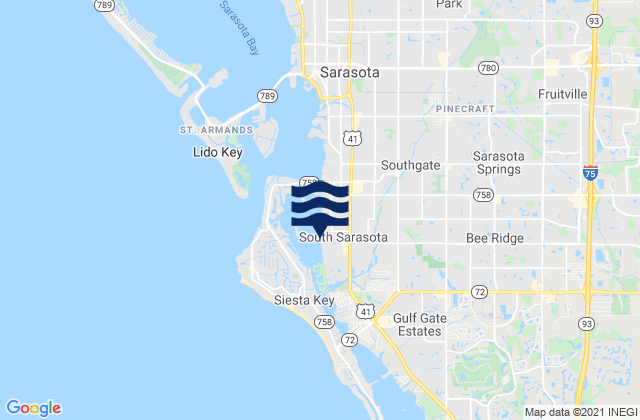 Mappa delle maree di South Sarasota, United States