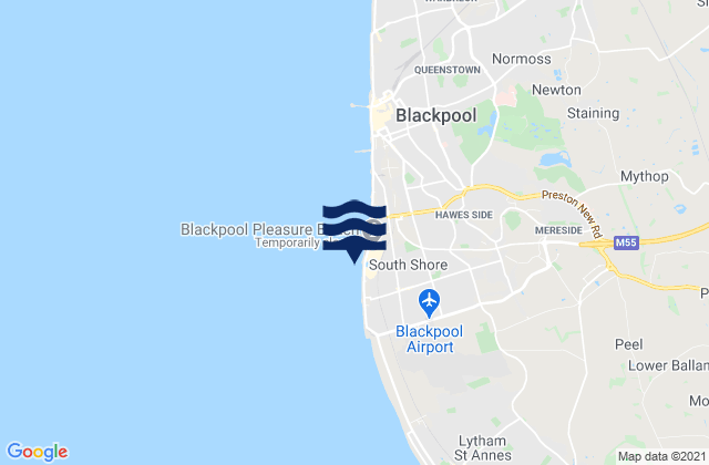 Mappa delle maree di South Shore Beach, United Kingdom
