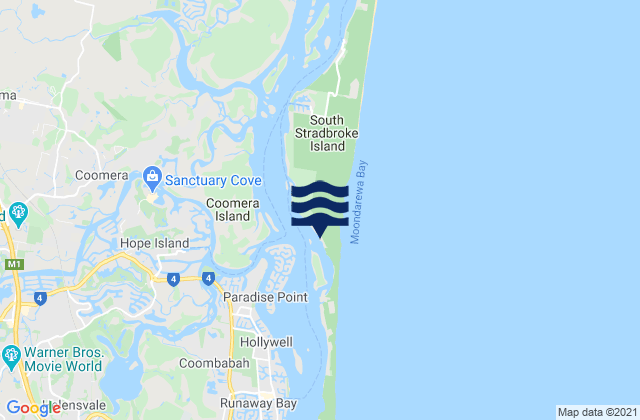 Mappa delle maree di South Stradbroke Island, Australia