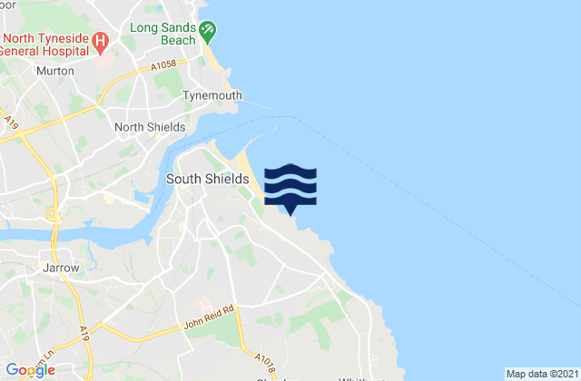 Mappa delle maree di South Tyneside, United Kingdom