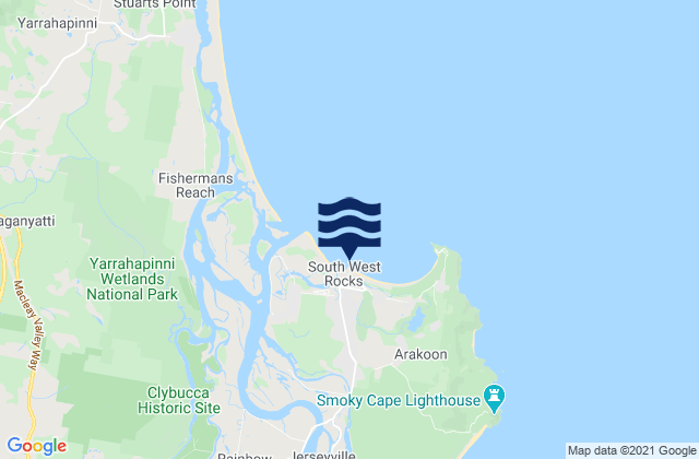 Mappa delle maree di South West Rocks, Australia