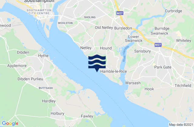 Mappa delle maree di Southampton Water, United Kingdom