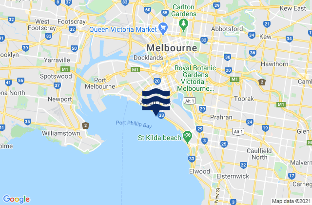 Mappa delle maree di Southbank, Australia