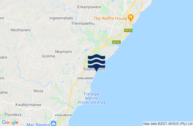 Mappa delle maree di Southbroom, South Africa