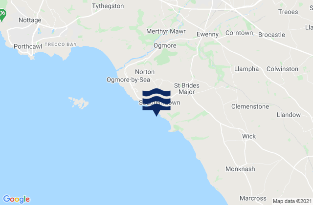Mappa delle maree di Southerndown, United Kingdom