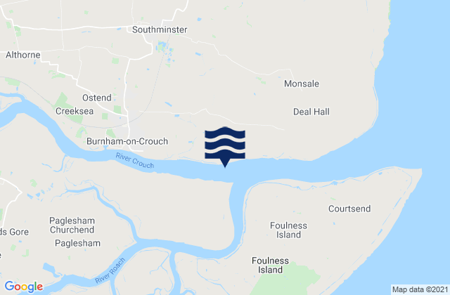 Mappa delle maree di Southminster, United Kingdom