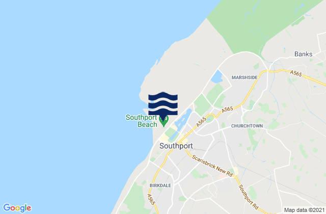 Mappa delle maree di Southport, United Kingdom
