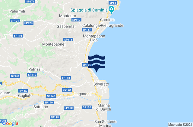 Mappa delle maree di Soverato Superiore, Italy