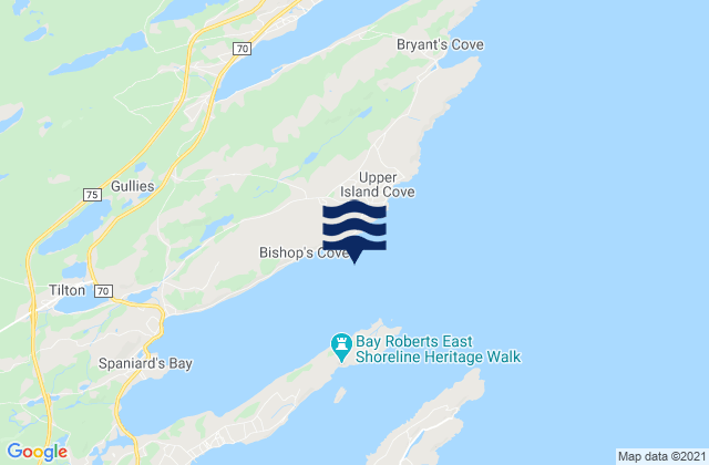 Mappa delle maree di Spaniard's Bay, Canada