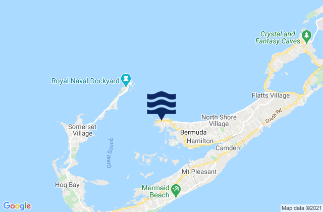 Mappa delle maree di Spanish Point, Bermuda