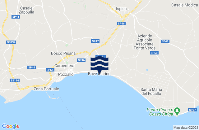 Mappa delle maree di Spiaggia Bove Marino, Italy