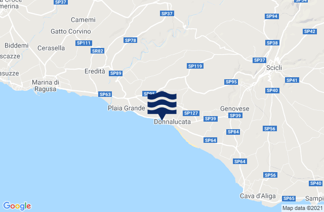 Mappa delle maree di Spiaggia Donnalucata, Italy