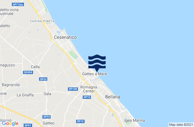Mappa delle maree di Spiaggia Gatteo a Mare, Italy