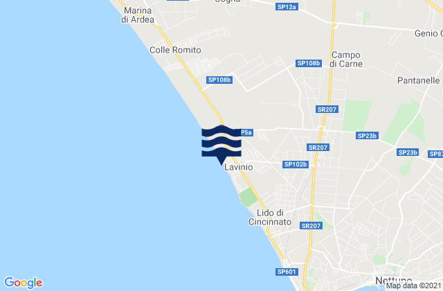 Mappa delle maree di Spiaggia Lavinio, Italy