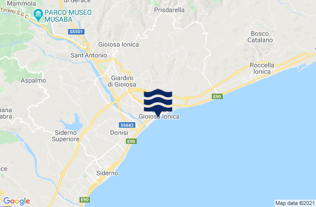 Mappa delle maree di Spiaggia Marina di Gioiosa Ionica, Italy