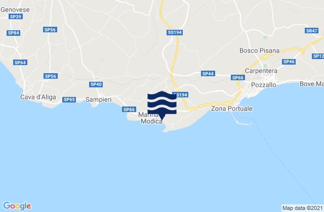 Mappa delle maree di Spiaggia Marina di Modica, Italy