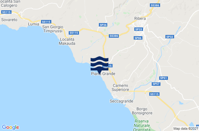 Mappa delle maree di Spiaggia Piana Grande, Italy