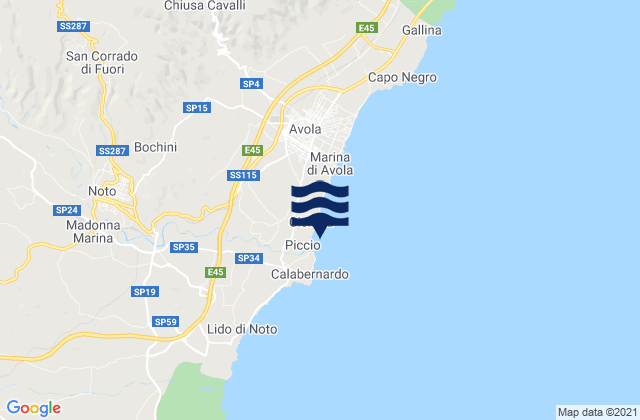 Mappa delle maree di Spiaggia Piccio, Italy