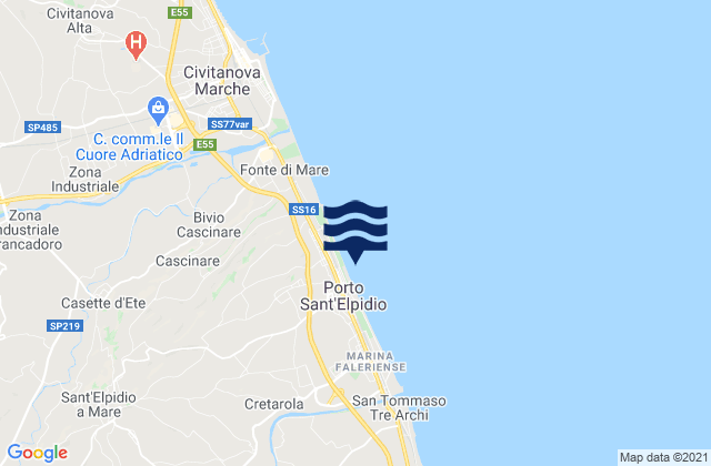 Mappa delle maree di Spiaggia Porto Sant'Elpidio, Italy