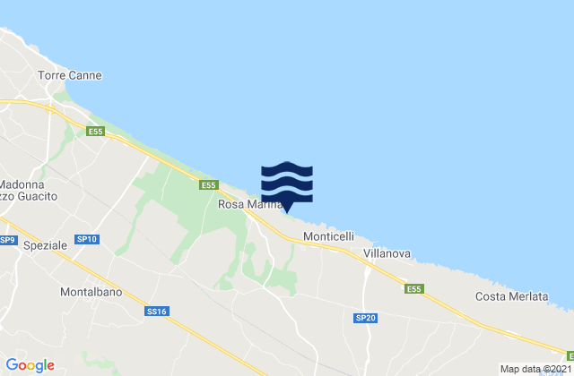 Mappa delle maree di Spiaggia Rosa Marina, Italy