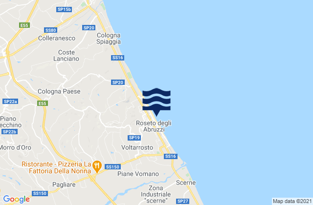 Mappa delle maree di Spiaggia Roseto degli Abruzzi, Italy
