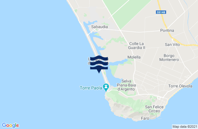 Mappa delle maree di Spiaggia Sabaudia, Italy