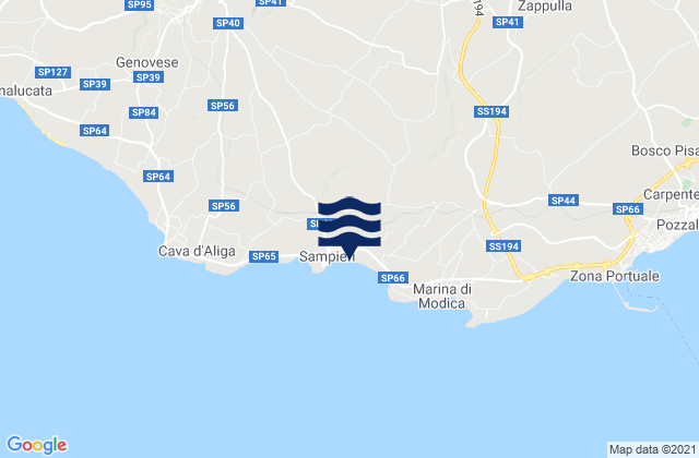 Mappa delle maree di Spiaggia Sampieri, Italy