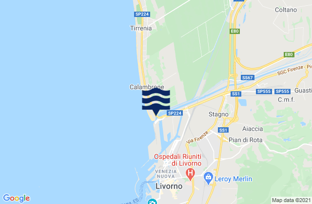 Mappa delle maree di Spiaggia Verruca, Italy