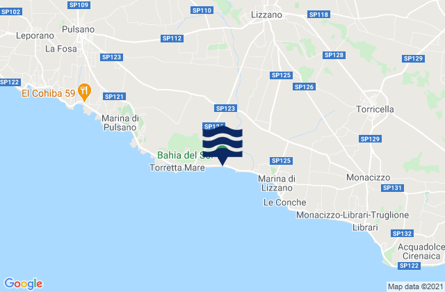 Mappa delle maree di Spiaggia a Taranto, Italy