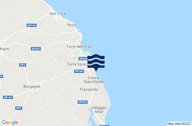 Mappa delle maree di Spiaggia della Punticeddha, Italy