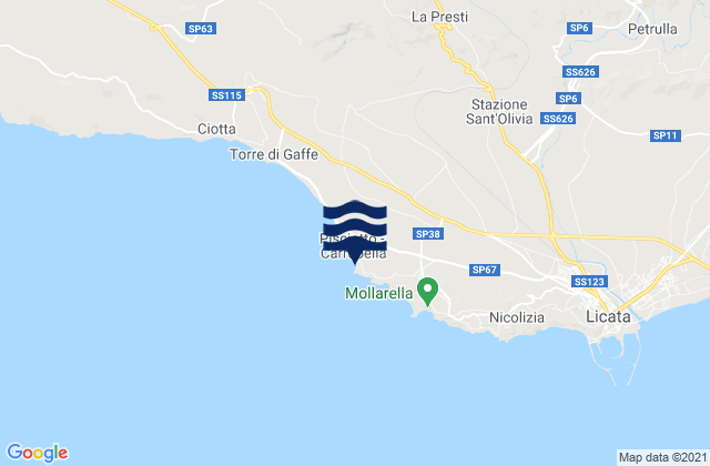 Mappa delle maree di Spiaggia della Rocca di San Nicola, Italy