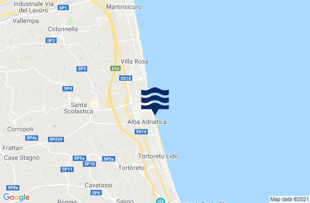 Mappa delle maree di Spiaggia di Alba Adriatica, Italy