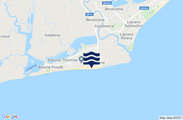 Mappa delle maree di Spiaggia di Bibione, Italy
