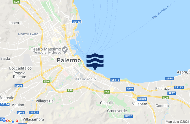 Mappa delle maree di Spiaggia di Brancaccio, Italy