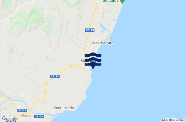 Mappa delle maree di Spiaggia di Cala Liberotto, Italy